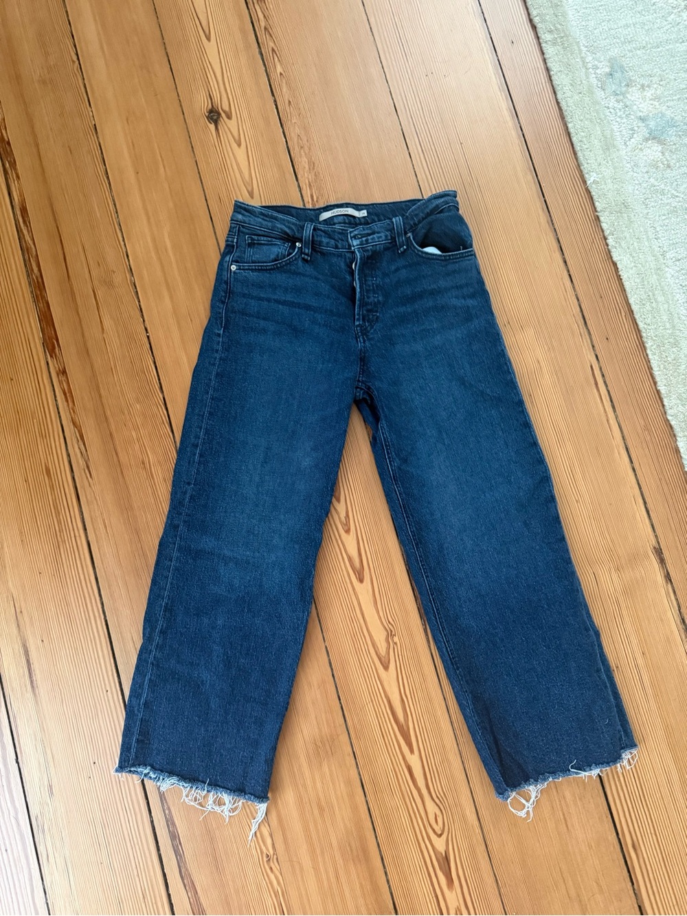 Hudson Rosie High Rise Wide Leg Cropped Jeans in Lakeside wash